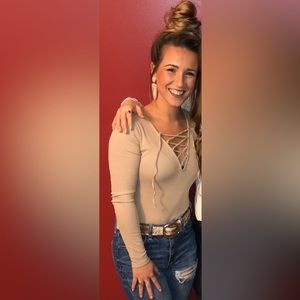 Busty Beige Bodysuit